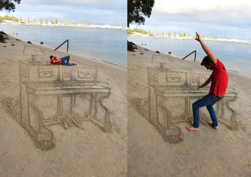 3d sand piano art New Zealand