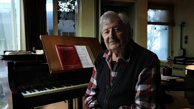 Peter Sculthorpe describes his works as his offspring – that’s 250 and counting. Photo- Louise Kennerley