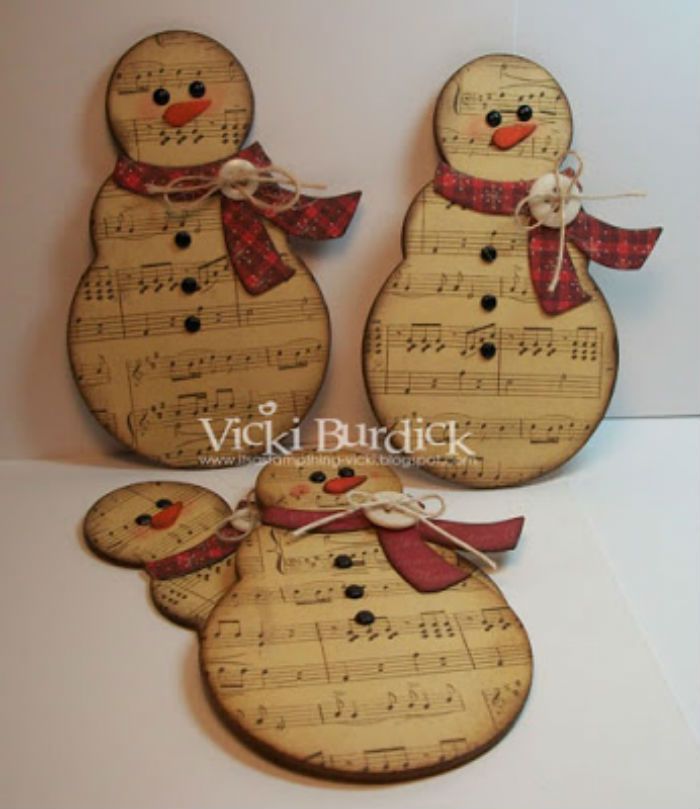 sheet music snowman ornament 