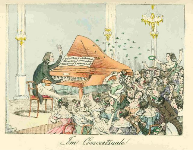 Caricature of women at a Liszt concert, 1842