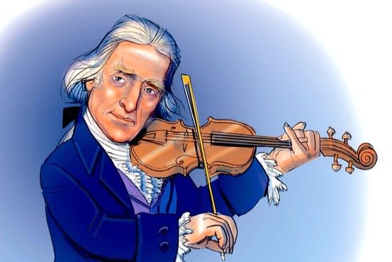 Thomas Jefferson playing violin - Illustration by Randy Jones