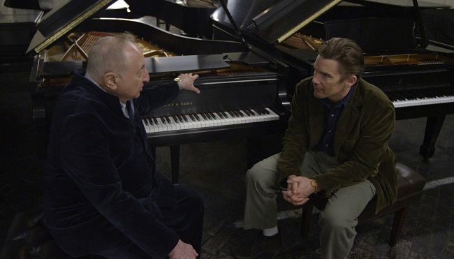 Seymour Bernstein and Ethan Hawke in Seymour: An Introduction. Courtesy of Ramsey Fendall and Risk Love LLC