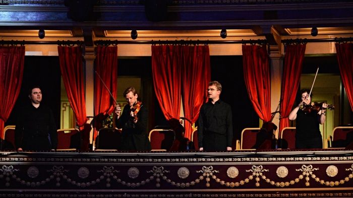 Members of the Aurora Orchestra in the Royal Albert Hall. Photo: Mark Allan/BBC