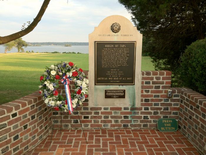 The Taps Monument at Berkley Plantation, Va., where Butterfield and Norton were stationed in 1862. (Photo: tapsbugler.com)