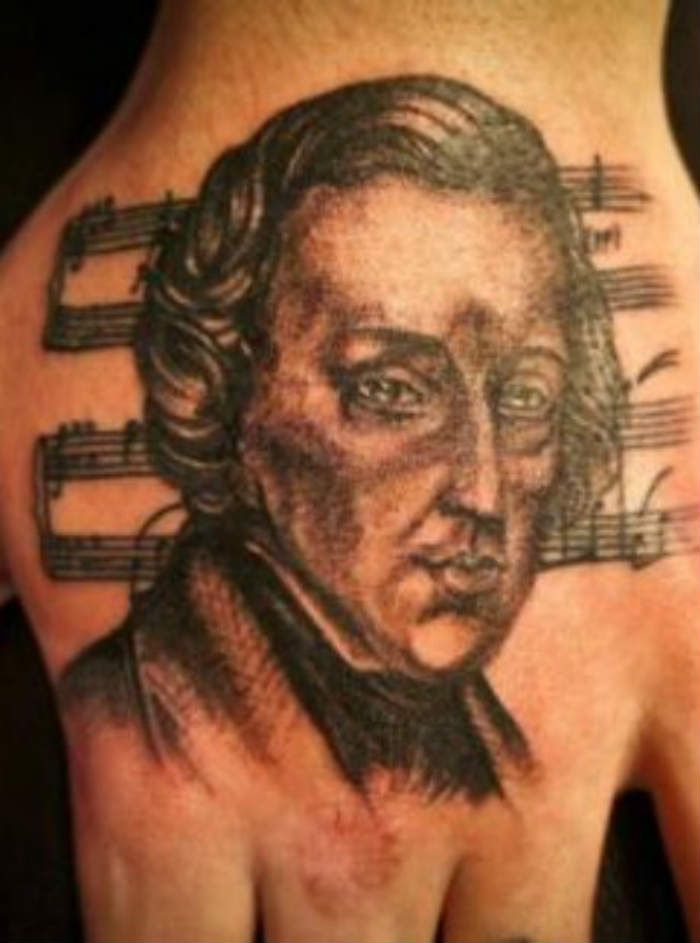 chopin head tattoo