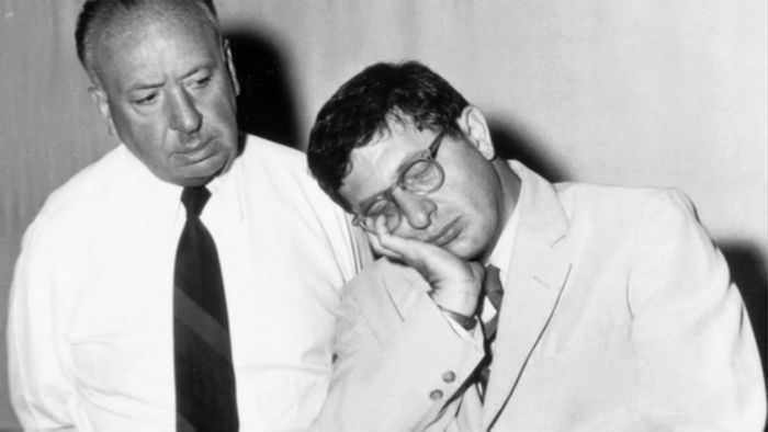 Bernard Herrmann pictured with Alfred Hitchcock.