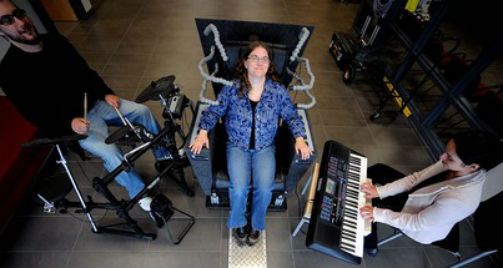 The Emoti-Chair allows deaf to feel vibrations of music and sound. Photo: ryerson.ca