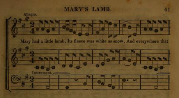 Excerpt of Mary's Lamb music