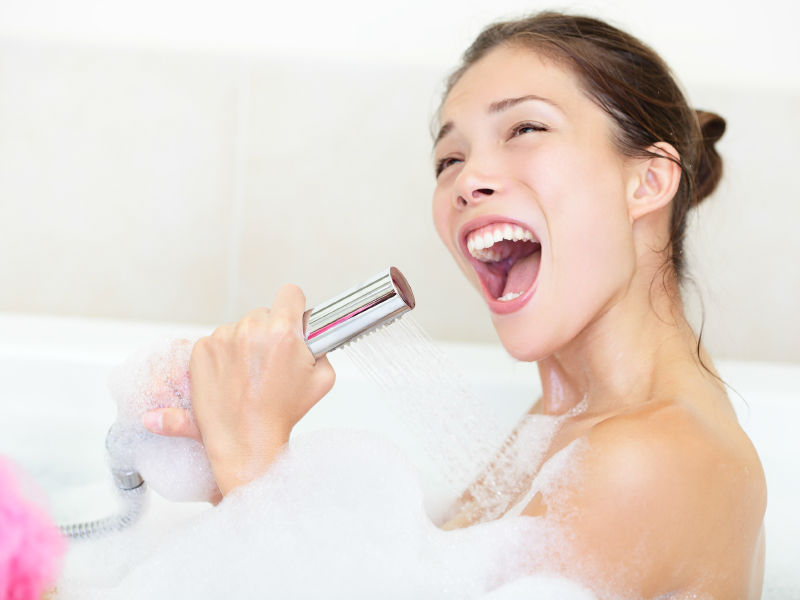 singing in shower