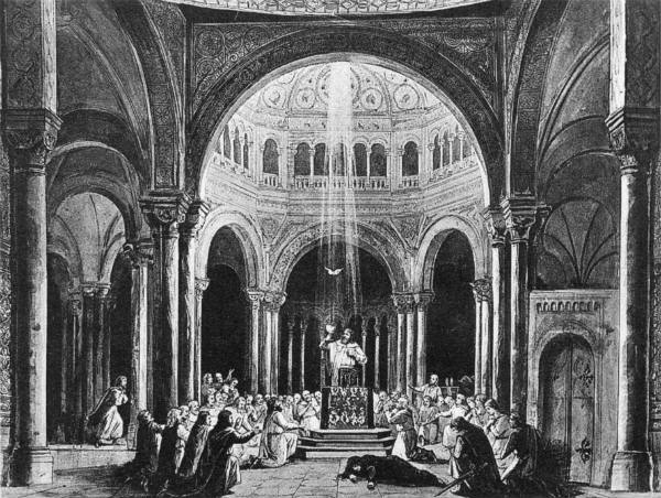 End of Act III in the original 1882 production, design by Paul von Joukowsky.