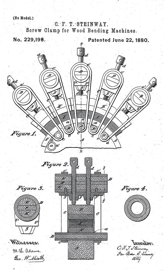 C.F. Theodore Steinway's patented rim bending block