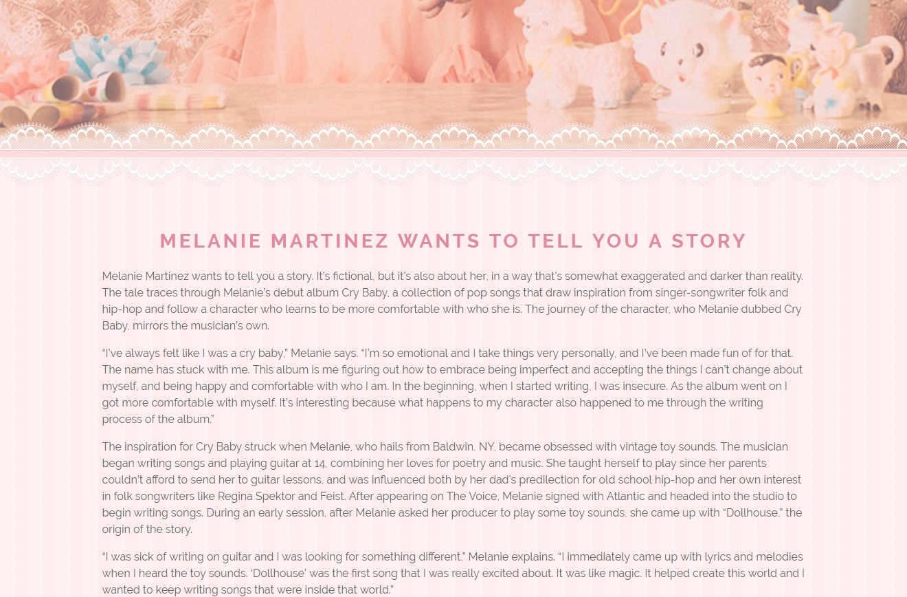 Melanie Martinez bio page