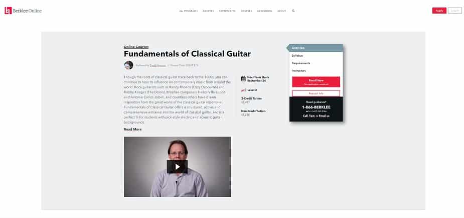 berklee Learn Classical Guitar Online