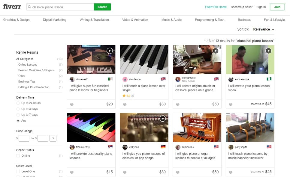 fiverr learn classical piano online