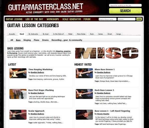 guitarmasterclass learn bass guitar online