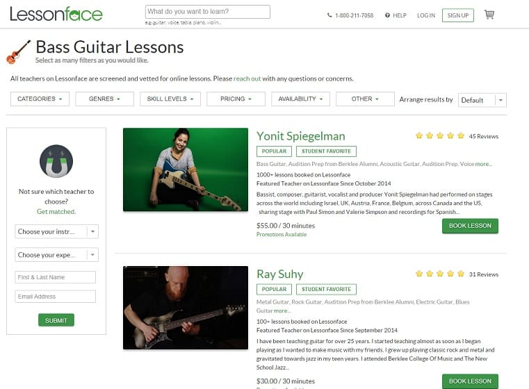 lessonface learn bass guitar online