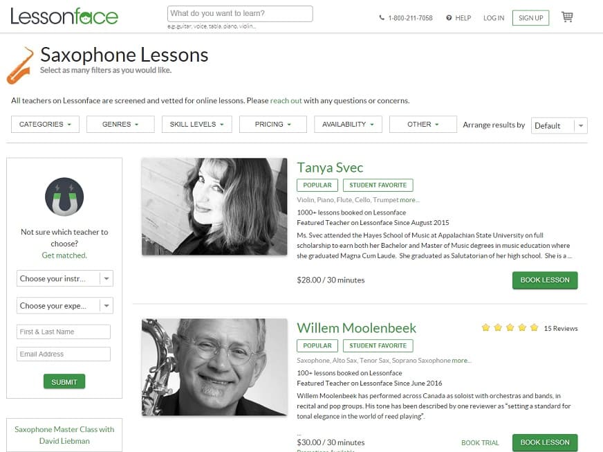 lessonface Learn Saxophone Online