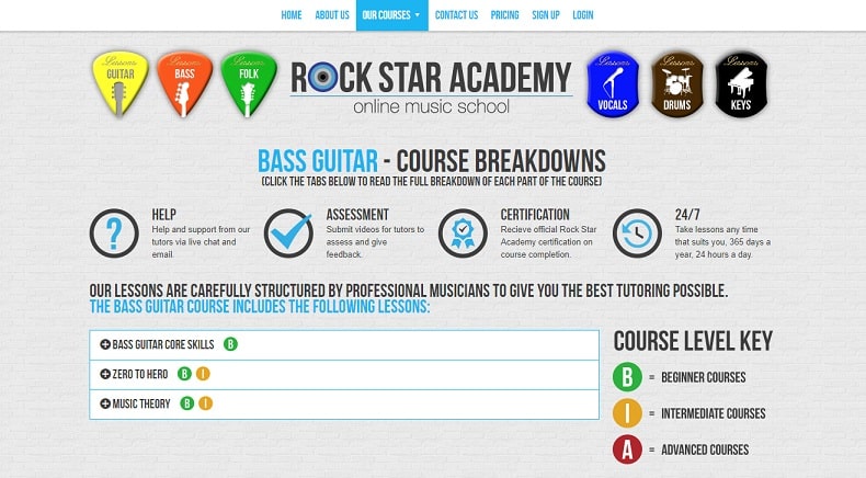 rockstaracademy learn bass guitar online