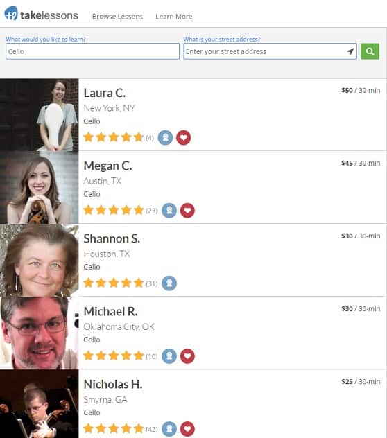 takelessons learn cello online