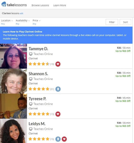 takelessons Learn Clarinet Online