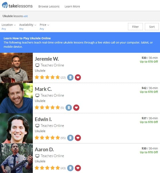 takelessons learn ukulele online