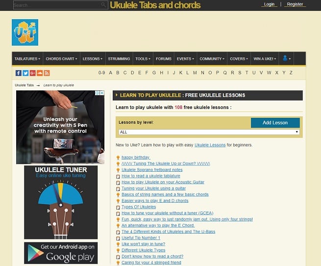 ukulele-tabs learn ukulele online