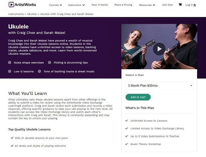 ArtistWorks Craig Chee and Sarah Maisel Ukulele Lesson Review