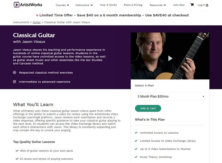 ArtistWorks Jason Vieaux Classical Guitar Lesson Review