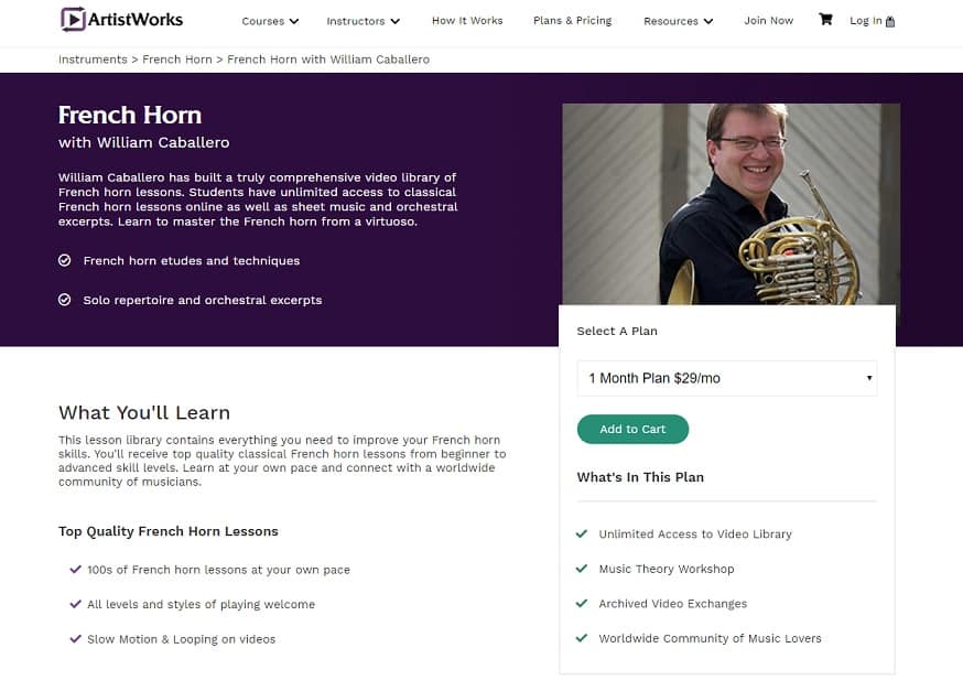 ArtistWorks William Caballero French Horn Lessons Review