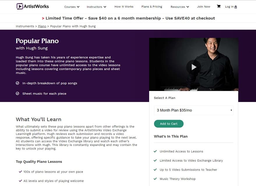 Artistworks Hugh Sung Popular Piano Lesson Review