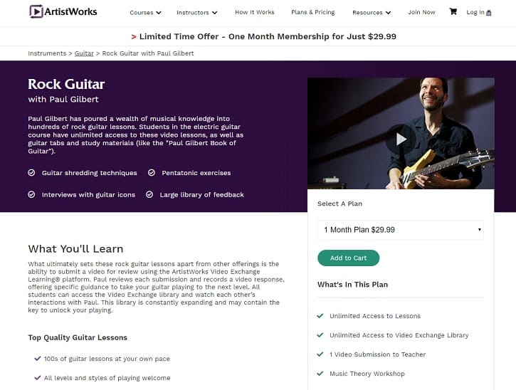 ArtistWorks Paul Gilbert Rock Guitar Lesson Review