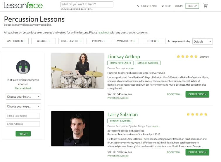 lessonface Learn Percussion Online