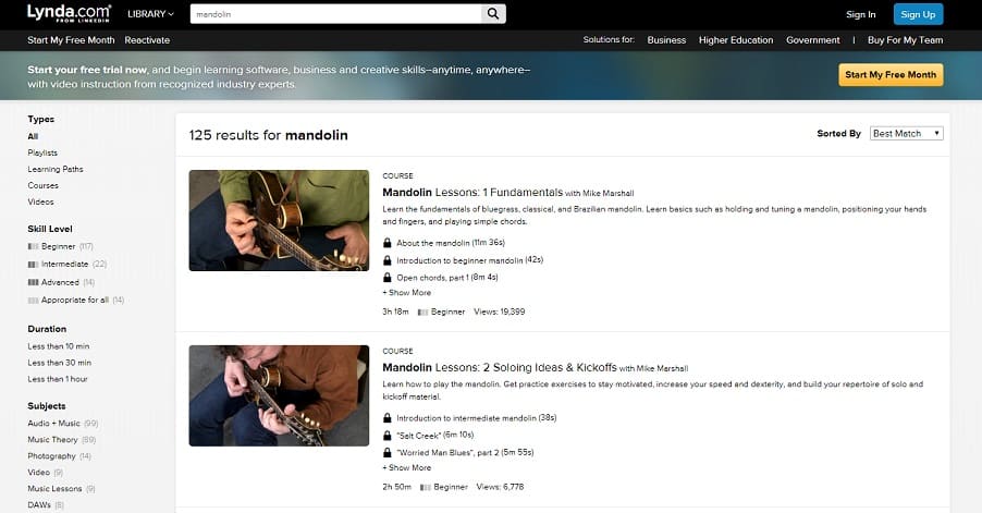 lynda Learn Mandolin Online
