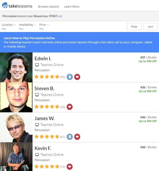 takelessons Learn Percussion Online