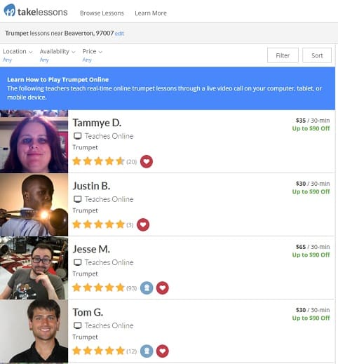 takelessons Learn Trumpet Online