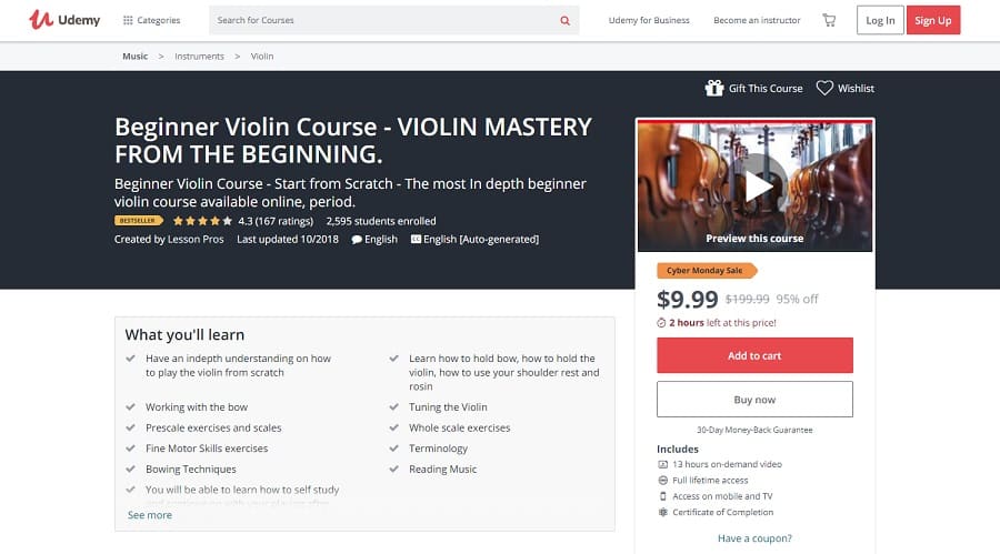 Udemy Course 2 Violin Lessons for Beginners