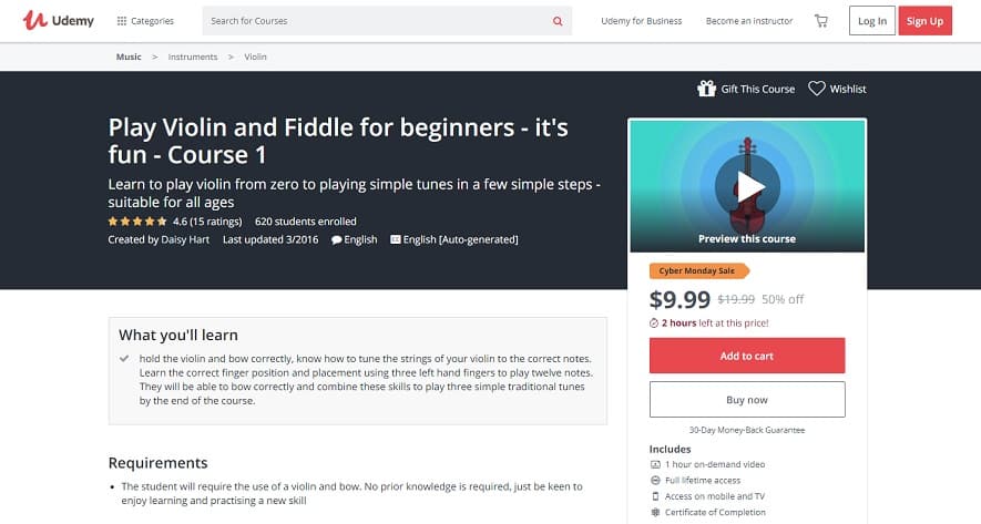 Udemy Course 4 Violin Lessons for Beginners