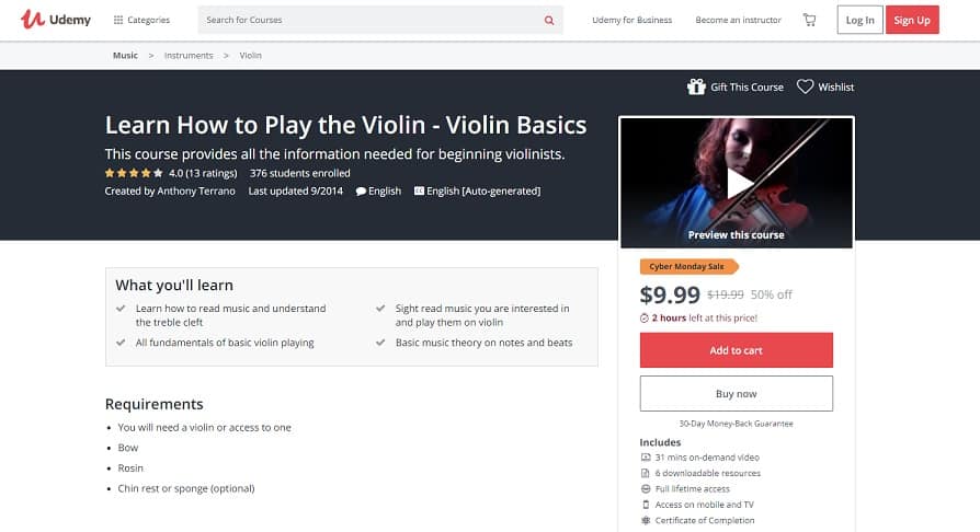 Udemy Course 5 Violin Lessons for Beginners