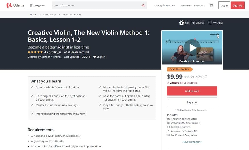 Udemy Course 6 Violin Lessons for Beginners