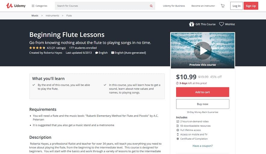 udemy-course-3 Flute Lessons for Beginners