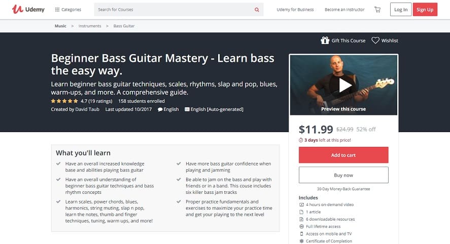 udemy-course-4 Bass Guitar Lessons for Beginners