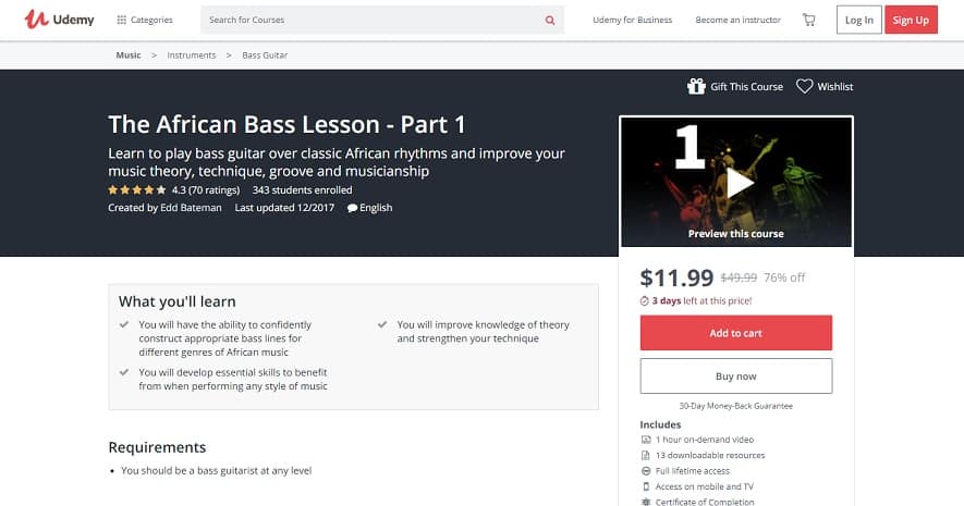 udemy-course-5 Bass Guitar Lessons for Beginners