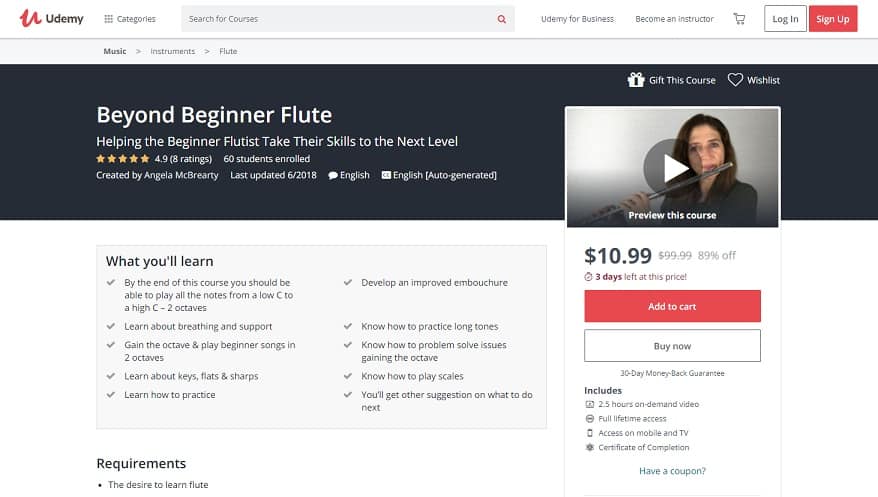 udemy-course-5 Flute Lessons for Beginners