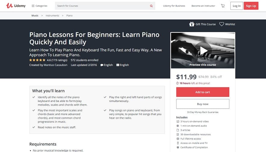 Udemy Course 6 Classical Piano Lessons for Beginners