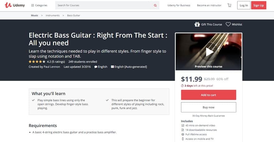 udemy-course-7 Bass Guitar Lessons for Beginners