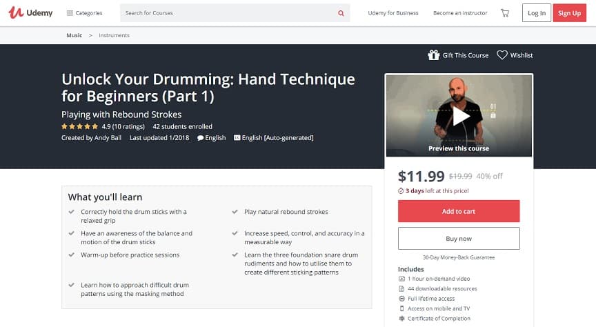 udemy-course-7 Drum Lessons for beginners