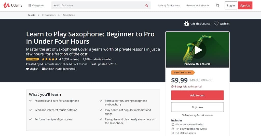 udemy-course-1 Saxophone Lessons for Beginners