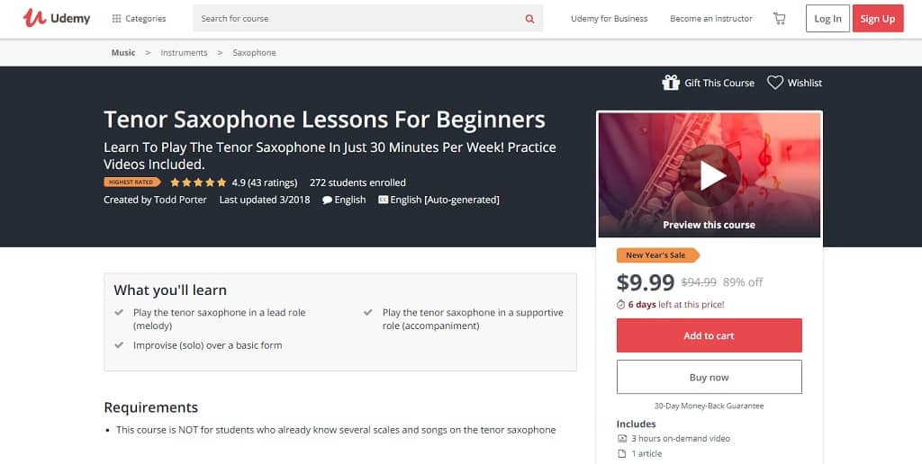 udemy-course-3 Saxophone Lessons for Beginners