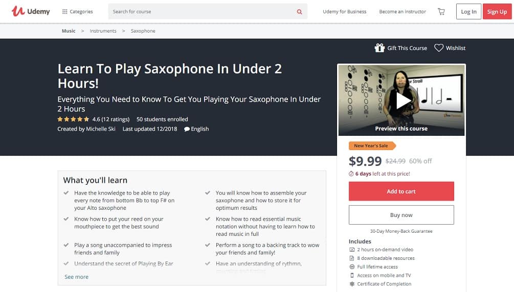 udemy-course-6 Saxophone Lessons for Beginners