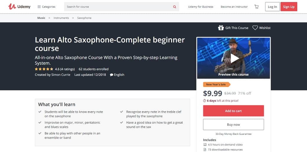 udemy-course-7 Saxophone Lessons for Beginners